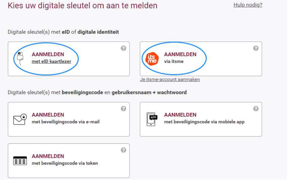 Inlogmethode kiezen
