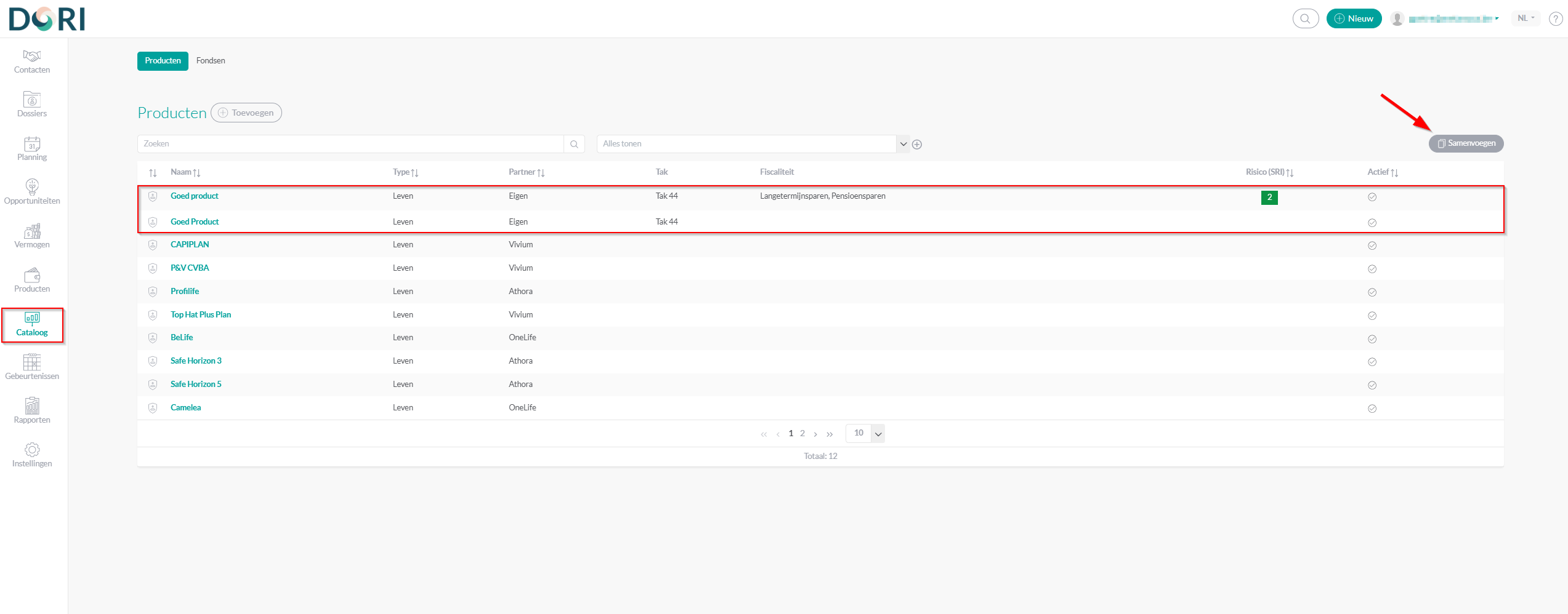 Cataloog Samenvoegen