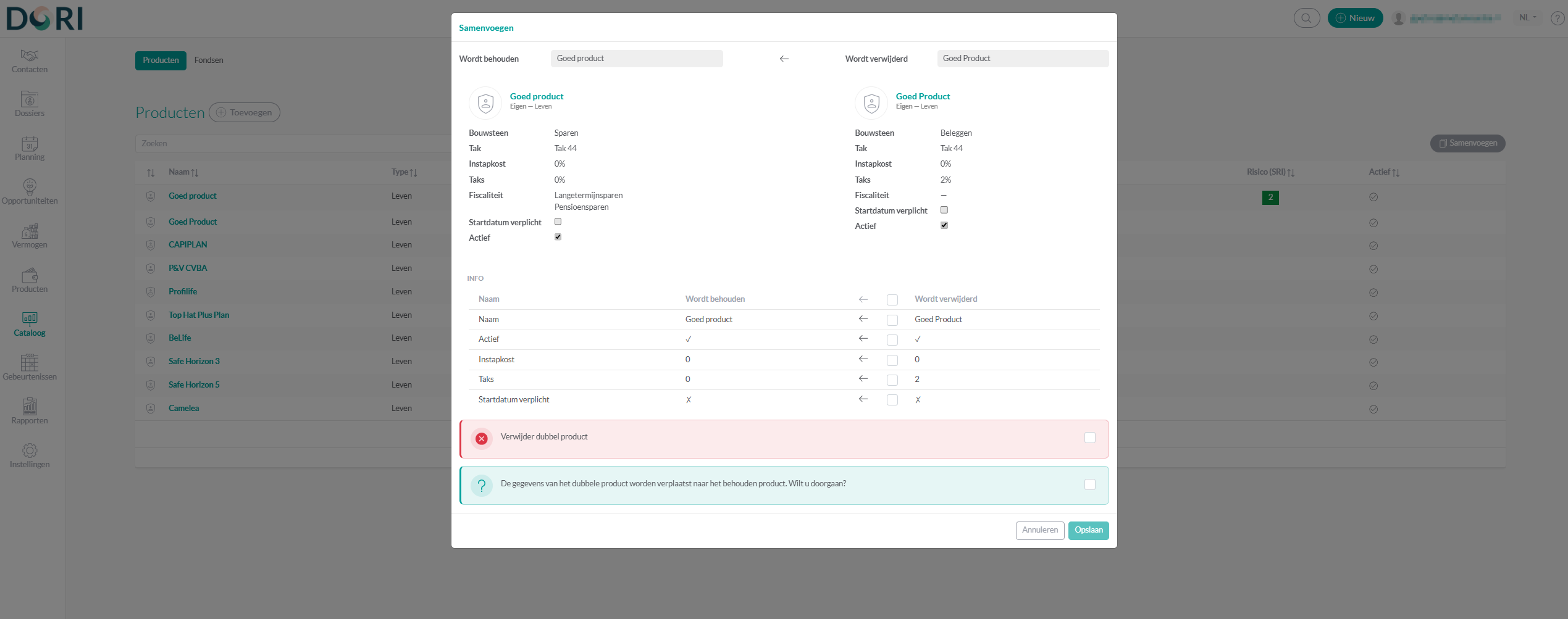 Cataloog Samenvoegen