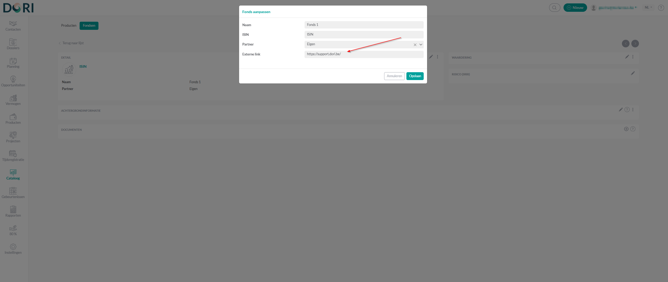 Externe link instellen
