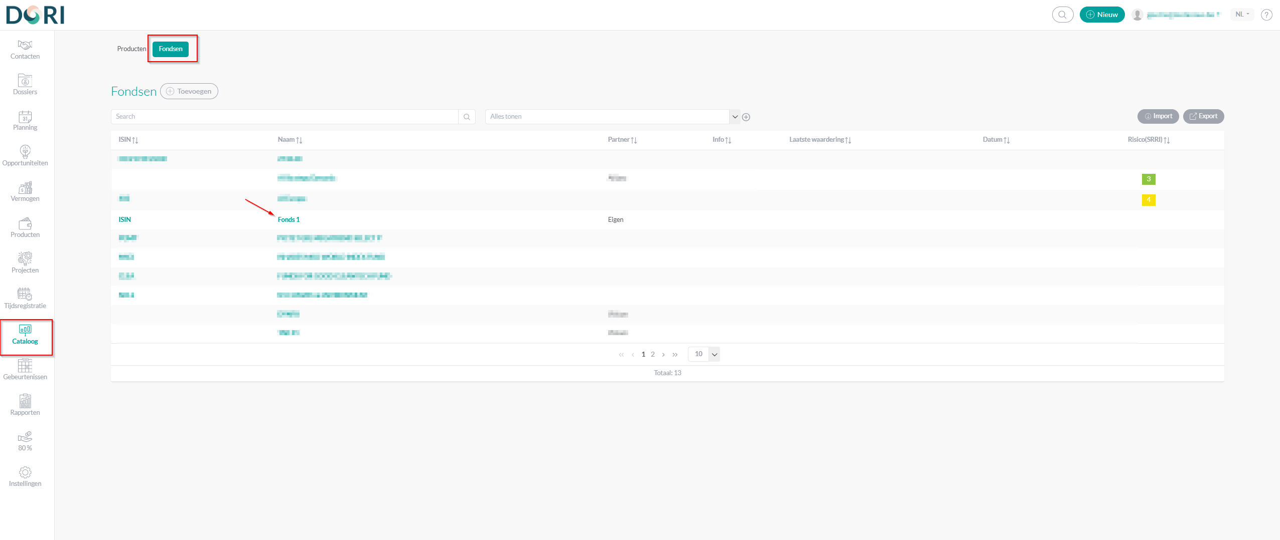 Catalogus fondsen