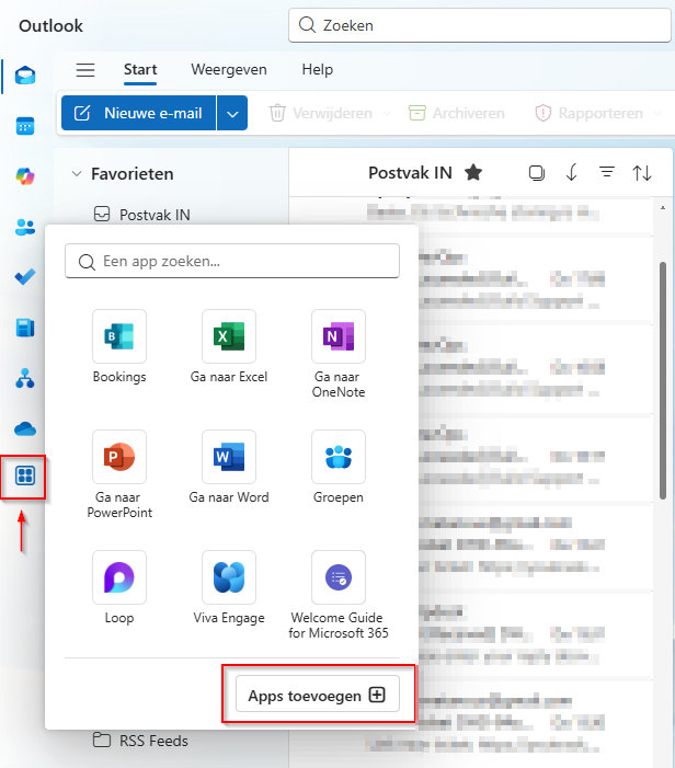 Outlook Apps toevoegen