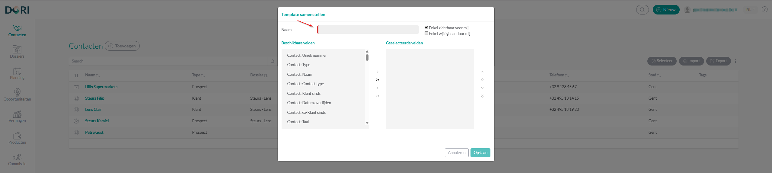 Contacten exporteren