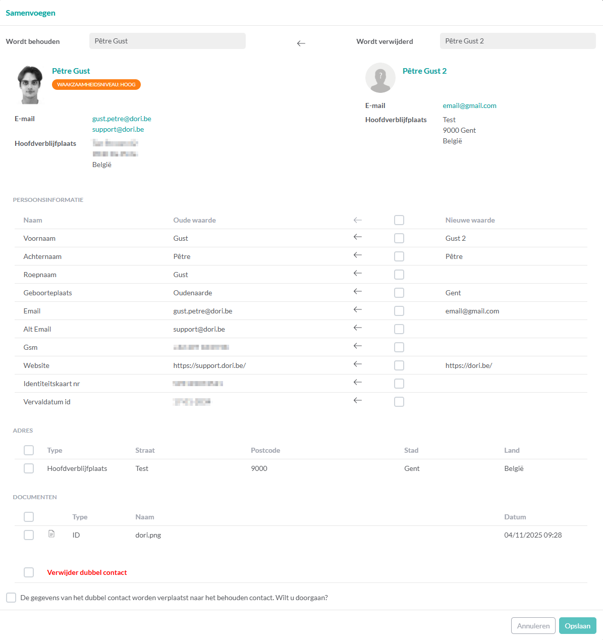 Venster contact samenvoegen