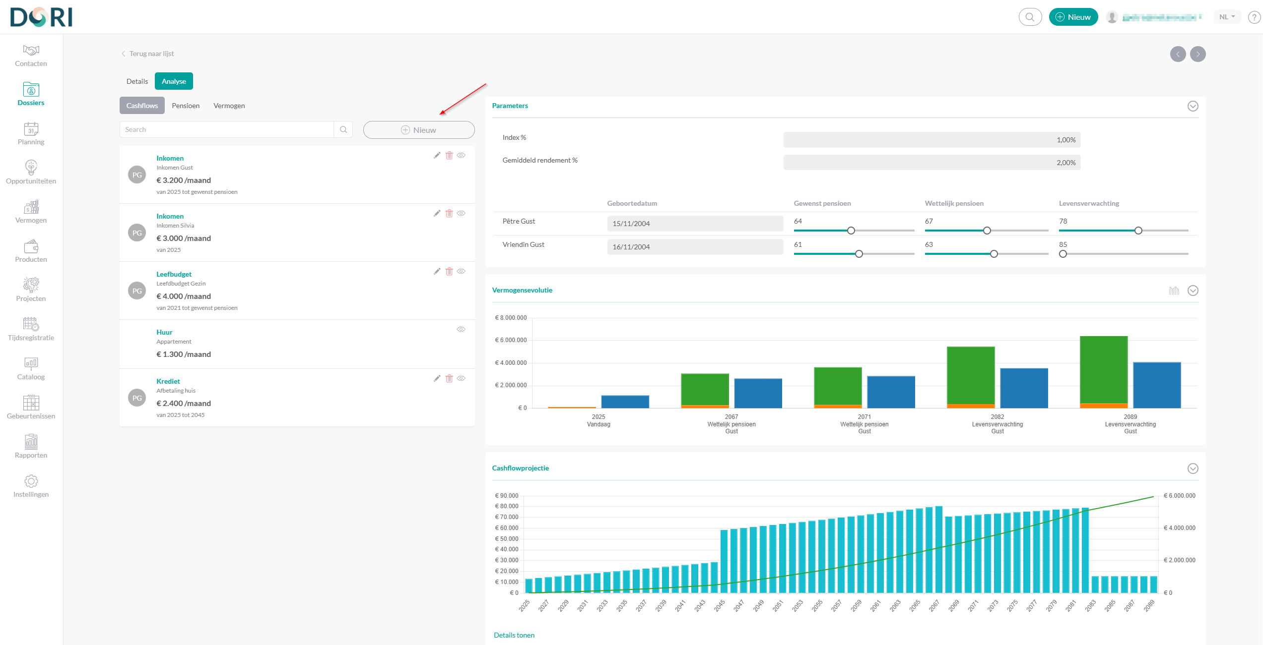 Analyse knop toevoegen