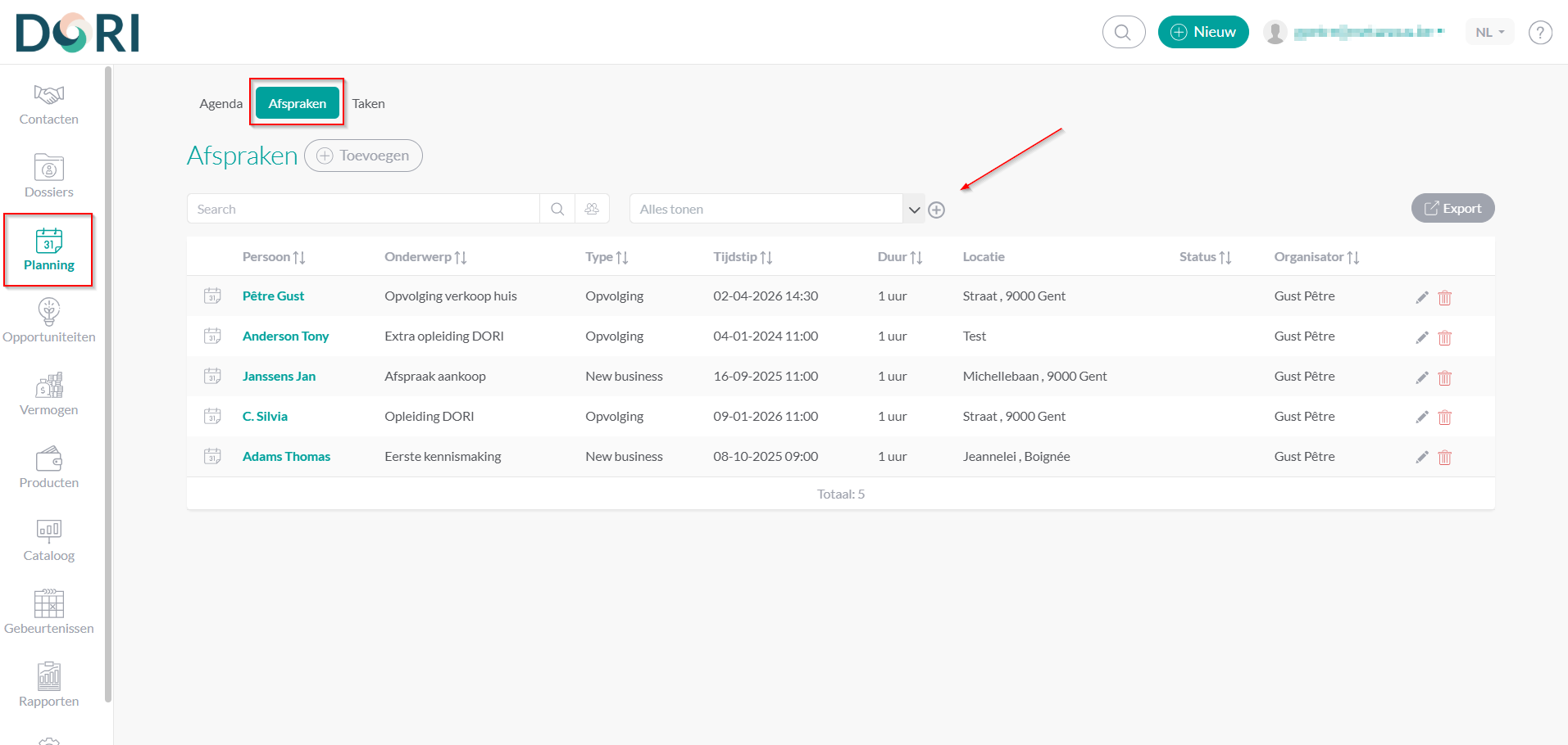 Afspraken raadplegen