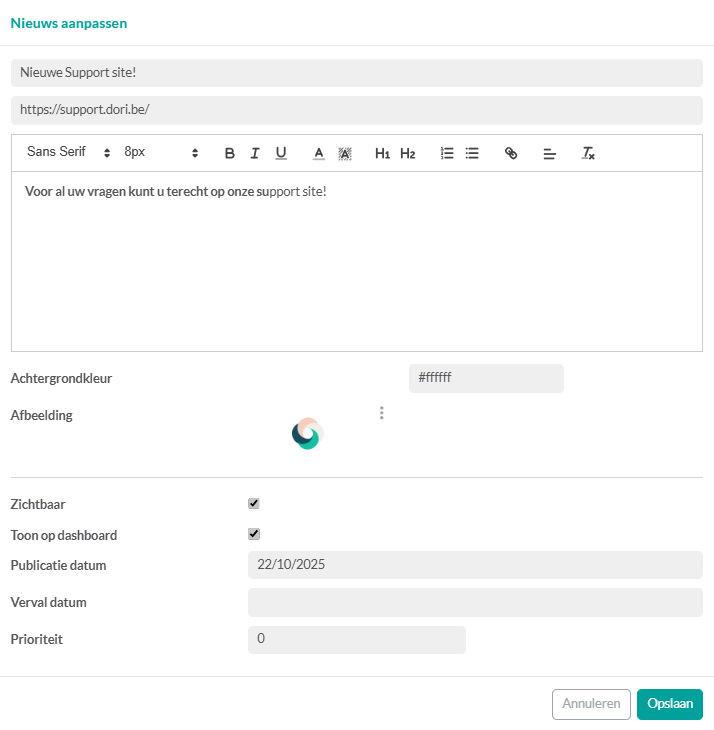 Eindresultaat nieuwsbericht