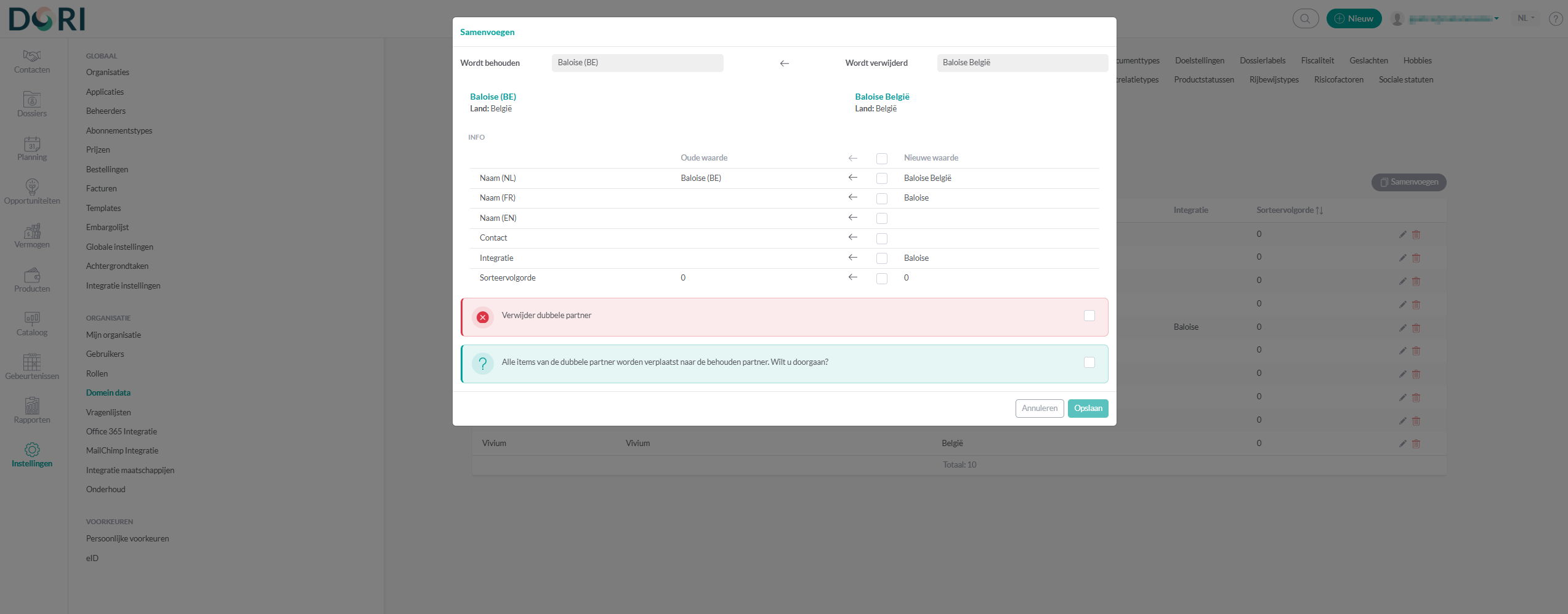 Partners samenvoegen
